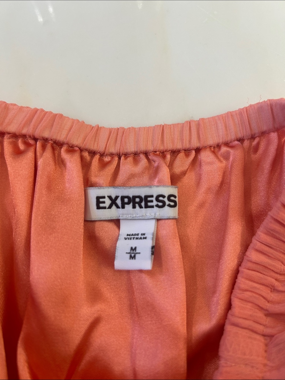 Express Peach Strapless Ruffle Romper - Picture 2 of 4